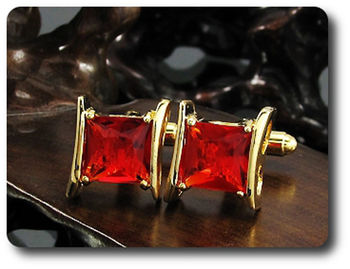 2x10 mm Red Ruby Cufflink for women