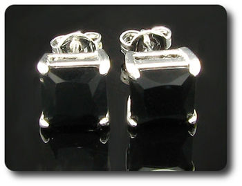 2x7mm Black Sapphire Earrings