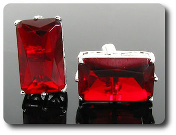 2x20mm Simulated Red Ruby Cufflink