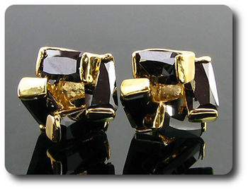 4x10mm Simulated Black Sapphire Cufflink