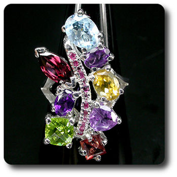 BAGUE AMETHYSTE PERIDOT TOPAZE