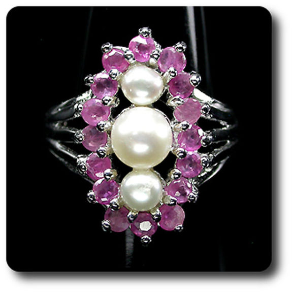 BAGUE RUBIS & PERLE