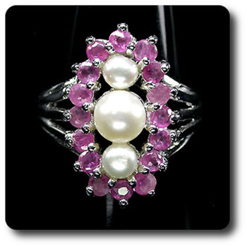 BAGUE RUBIS & PERLE