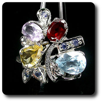 BAGUE AMETHYSTE GRENAT TOPAZE