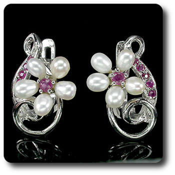 RUBY & PEARL EARRINGS