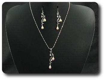 6x8mm Pearl Pendant Earrings Set