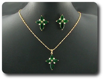 12x10~15mm Emerald Pendant Earrings Set