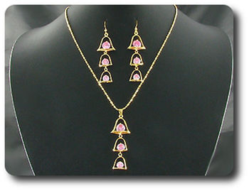9x5~10mm Pink Sapphire Pendant Earrings Set