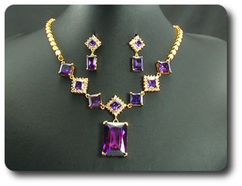 12x28~8mm Purple Amethyst Necklace Earrings Set