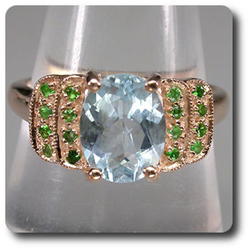 BAGUE TOPAZE & GRENAT TSAVORITE