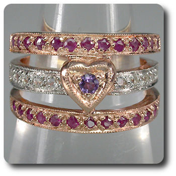 BAGUE AMETHYSTE TOPAZE RUBIS