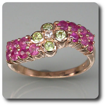 BAGUE RUBIS PERIDOT & TOPAZE