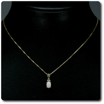 PENDENTIF OPALE & DIAMANT + CHAINE