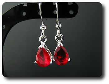 2x7mm Red Ruby Earring