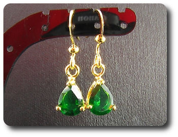 2x8mm Green Emerald Earrings