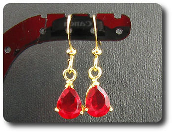 2x8mm Red Ruby Earrings
