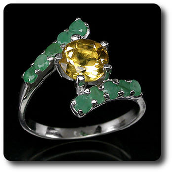 BAGUE CITRINE & EMERAUDE