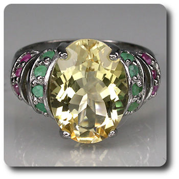 CITRINE EMERALD RUBY RING