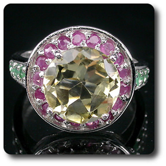 CITRINE EMERALD RUBY RING