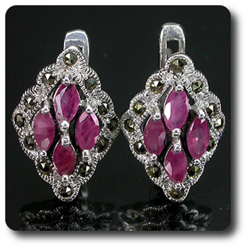 RUBY & MARCASITE EARRINGS