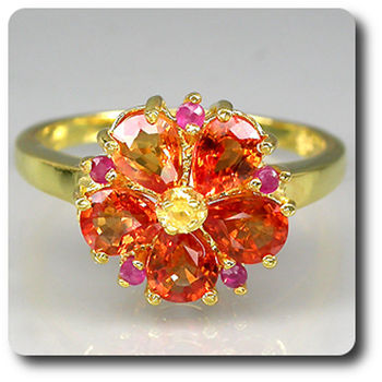 BAGUE SAPHIR ORANGE CITRINE RUBIS