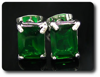 2x8mm Green Emerald Earrings