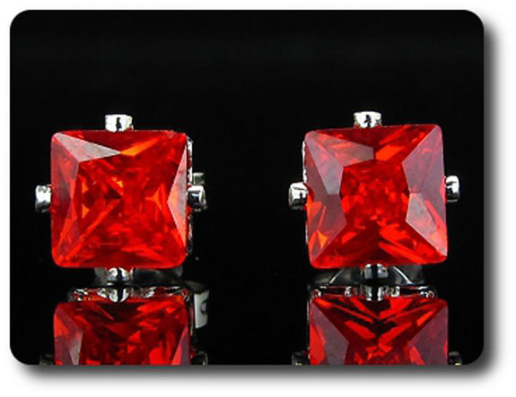 2x4mm Red Ruby Earring