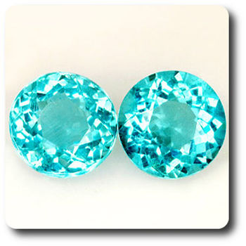 1.36 cts 2 APATITE PARAIBA VERT BLEU . VS