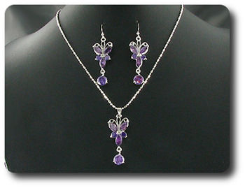 5-10mm Purple Amethyst Pendant Earrings Set
