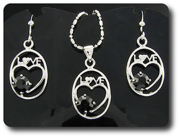 3x6mm Black Sapphire Pendant Earrings Set