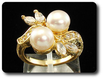 2x8mm Fresh Water Pearl Ring