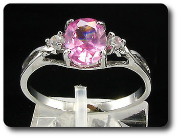 1x8mm Pink Sapphire Ring