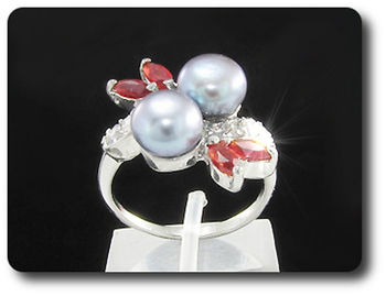 2x8mm Fresh Water Pearl Ring