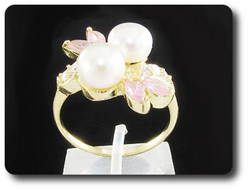 2x8mm Fresh Water Pearl Ring