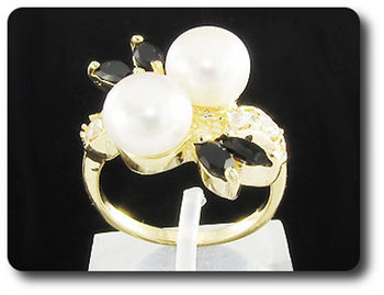 2x8mm Fresh Water Pearl Ring