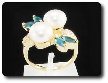 2x8mm Fresh Water Pearl Ring