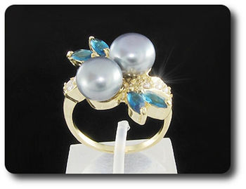 BAGUE PERLE & SAPHIR BLEU