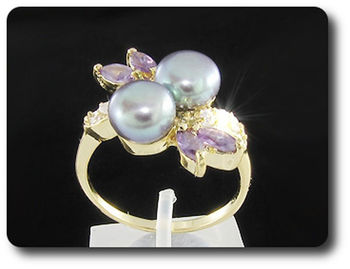 2x8mm Fresh Water Pearl Ring