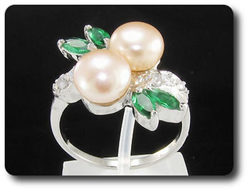 2x8mm Fresh Water Pearl Ring