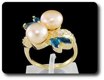 2x8mm Fresh Water Pearl Ring