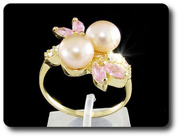 2x8mm Fresh Water Pearl Ring