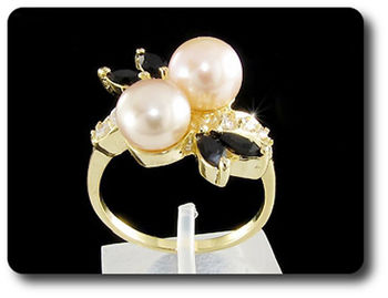 2x8mm Fresh Water Pearl Ring