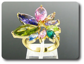 9x15-8mm Multicolor Topaz Ring