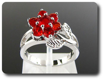 7x5-3mm Red Ruby Ring