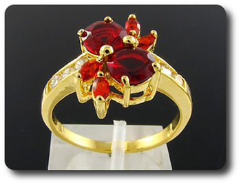 6x6-4mm Red Ruby Ring