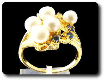 BAGUE PERLE & SAPHIR BLEU
