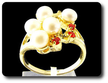 BAGUE PERLE & RUBIS