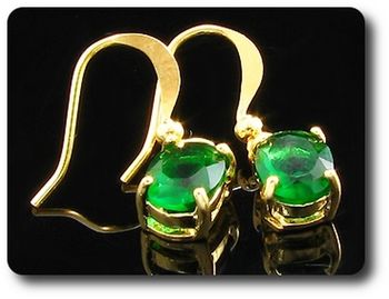 2x8mm Green Emerald Earrings
