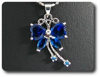6x8-2 mm Blue Sapphire Pendant