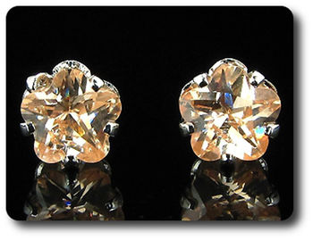 2x6mm Orange Sapphire Earrings